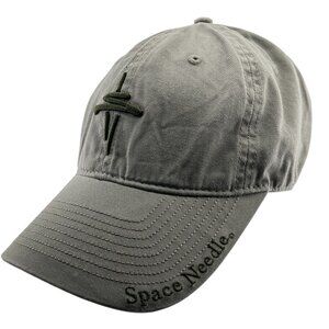 Official Space Needle Seattle Strapback Hat Cap 100% Cotton Gray  Good condition